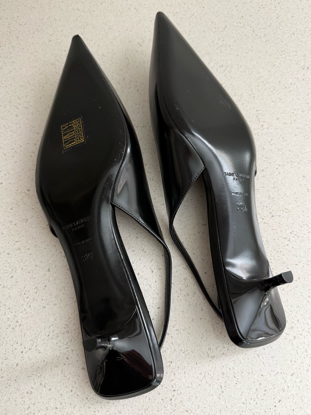 Saint Laurent Cherish Kitten Heel Black Leather Slingback EU 38.5 US 8.5 - Picture 11 of 12